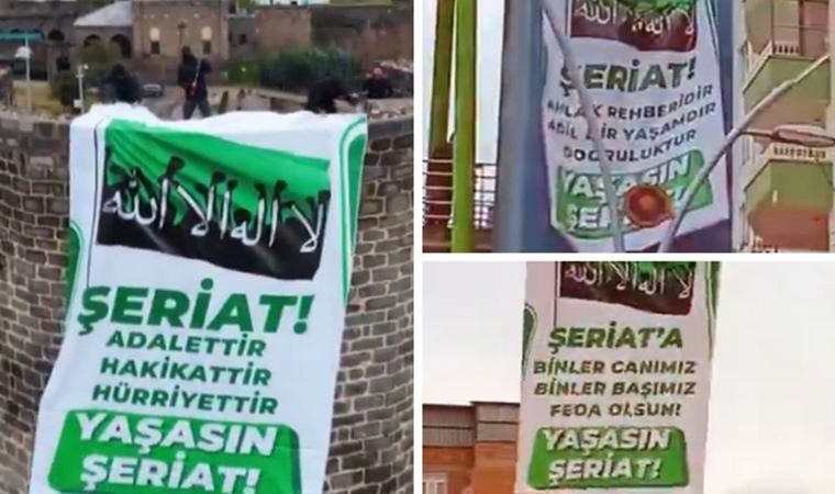 Konya'dan sonra Diyarbakır... Sokaklara 'Yaşasın şeriat' pankartları astılar