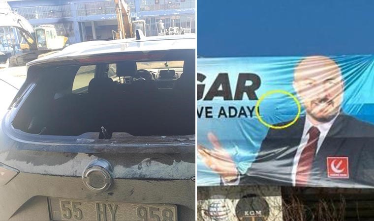YRP'nin seçim kampanyasına saldırı: Aracın camı kırıldı, pankart kurşunlandı